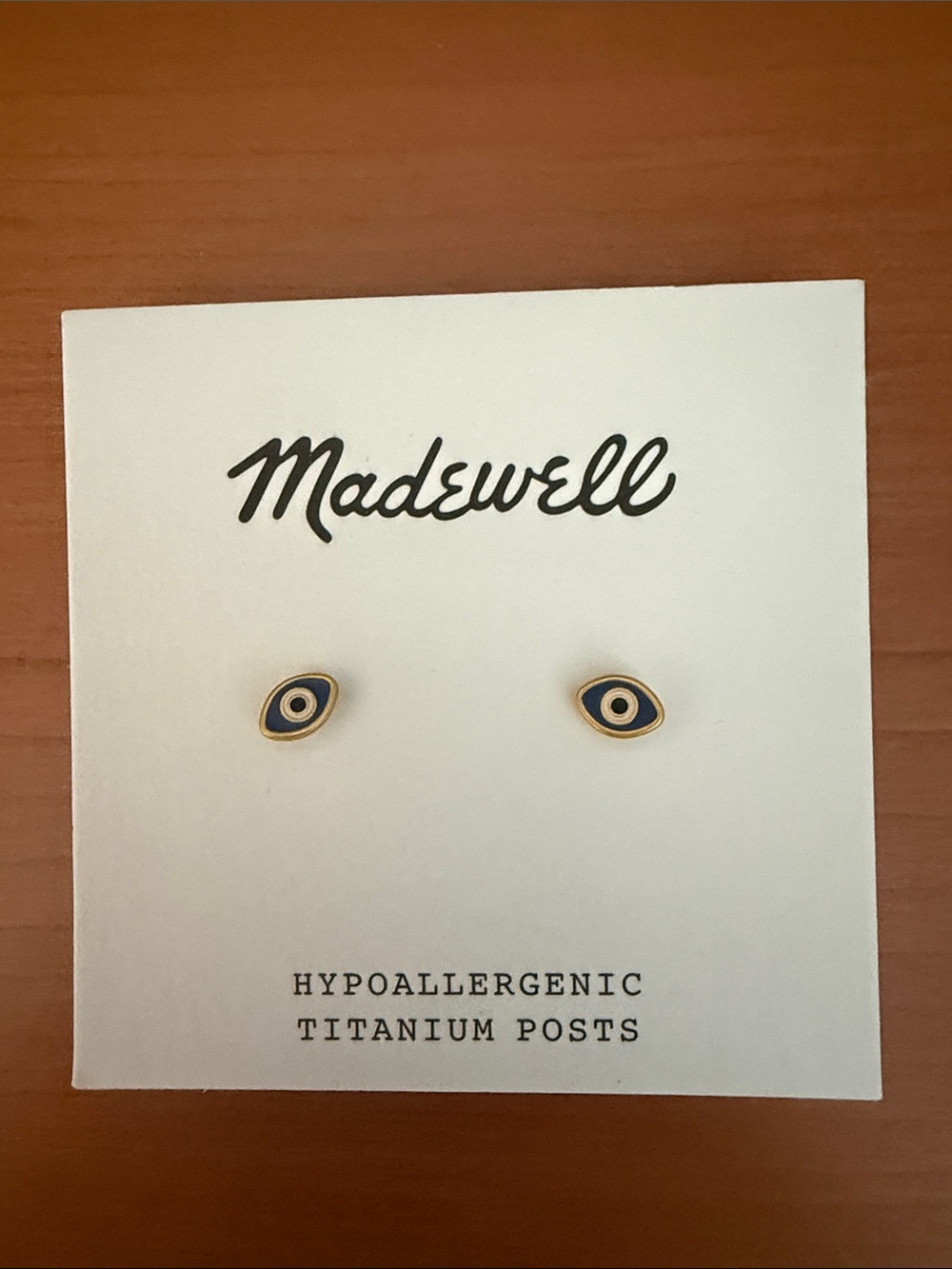 Madewell Gold and Navy Evil Eye Stud Earrings